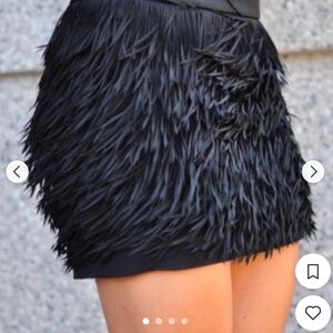 Express Black Chiffon Fringe Mini Skirt